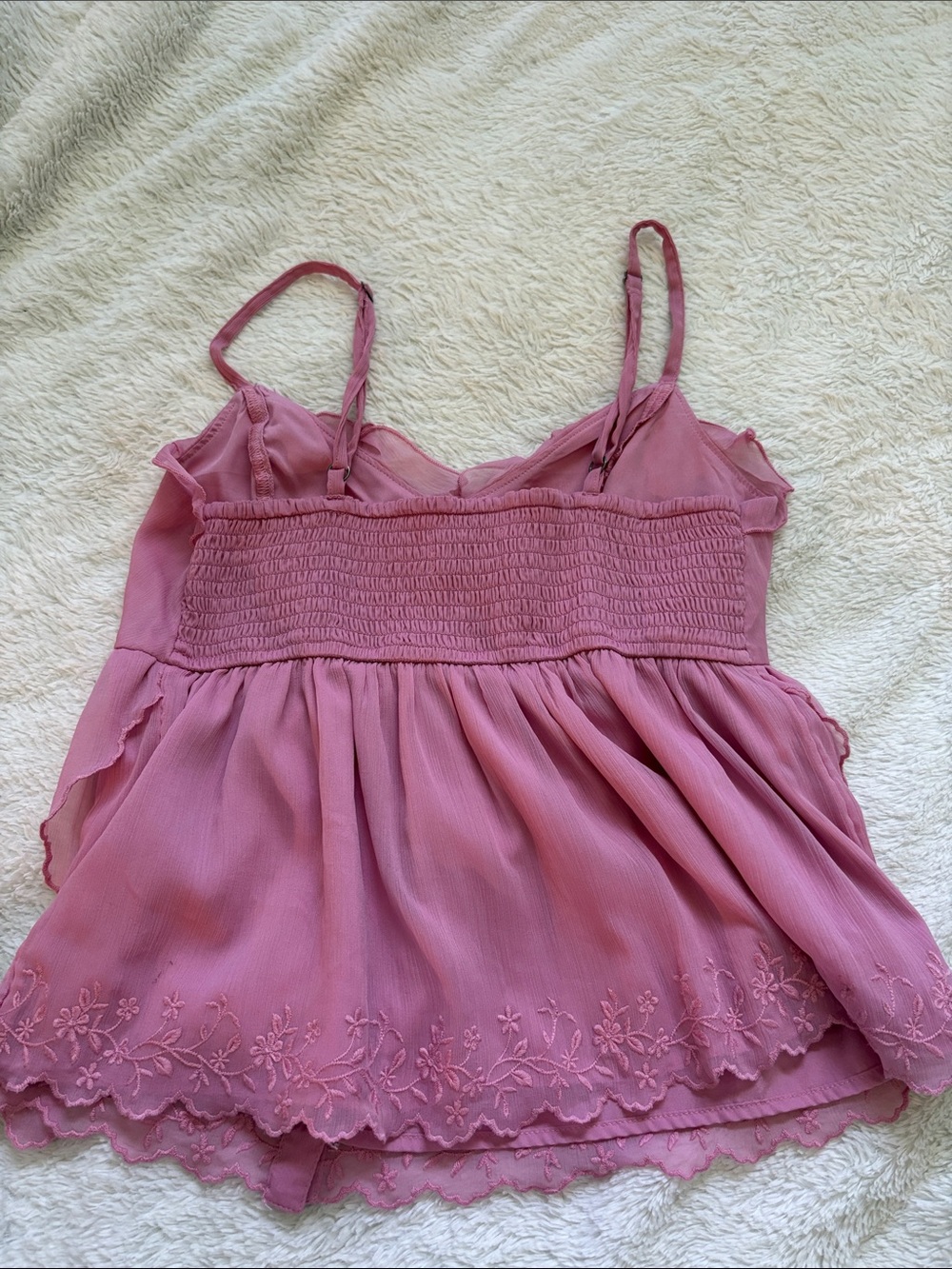 ⭐️ 2 for $15. Hollister Light Pink Ruffled Button-Front Tank Baby Doll Top - Picture 3 of 5